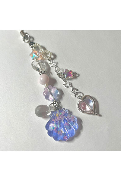 Choice سلسلة هاتف من الخرز الصدفي بلون أرجواني صدفي، سلسلة مفاتيح جذابة على ش...