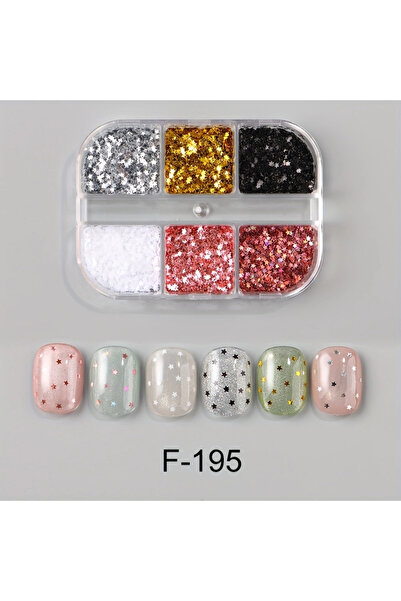 Choice F-195 6 شبكات Y2K لطيف قلب بريق أظافر الترتر Kawaii البسيطة الذهبي الل...