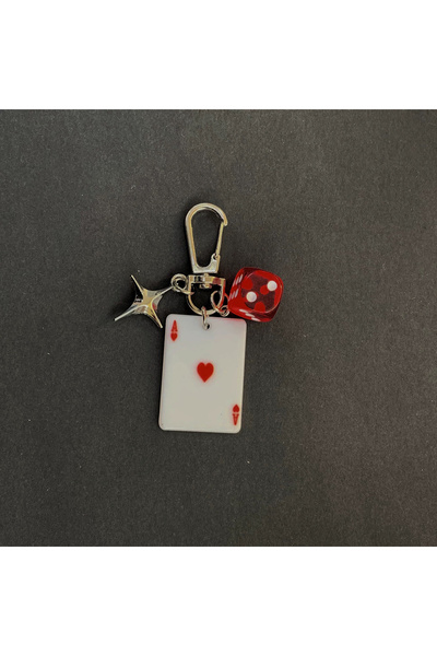 Choice سلسلة مفاتيح بطاقة لعب ثلاثية الأبعاد جديدة قابلة للتخصيص، لون أحمر، م...