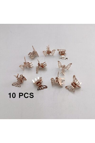 Choice 10 قطع من مشبك الشعر المعدني الجميل بتصميم فراشة مجوفة صغيرة باللون ال...