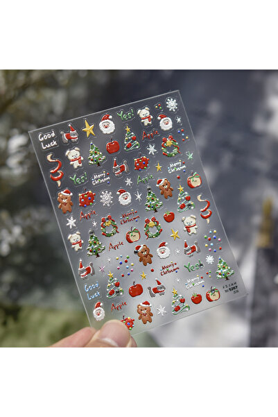 Choice 1 قطعة ملصقات أظافر عيد الميلاد الفاخرة كريستال الماس الكرتون الدب شجرة الظهر الغراء ملصق فن الأظافر...