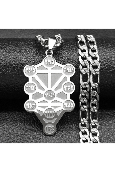 Choice 55cm NK 3B1hua SR Kabbalah Sephirot Tree of Life Hebrew Pendant Neckla...