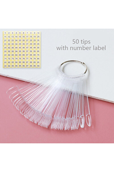 Choice 50 قطعة من أعواد عرض الأظافر البيضاوية الشفافة، 80/50/20 قطعة، عينة أظ...