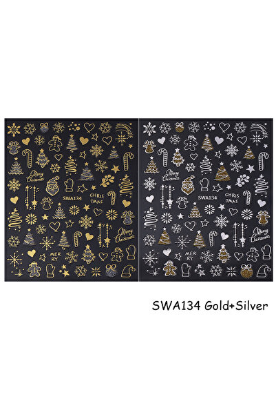 Choice ملصقات أظافر عيد الميلاد الذهبية والفضية SWA134، قطعتان، ذهبية وفضية، ...
