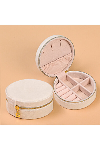 Choice صندوق خاتم صغير دائري أبيض اللون محمول للسفر، صندوق هدايا مجوهرات صغير...