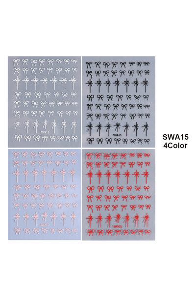 Choice ملصقات أظافر SWA15-4 ألوان، 4/8 قطع، شريط فيونكة، تصميم ربطة عنق دانتي...