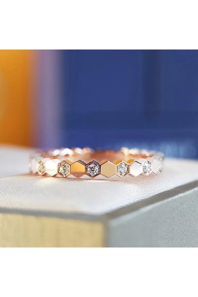 Choice ١٠ خواتم نسائية بتصميم بسيط وأنيق من هويتان، مناسبة لحفلات الزفاف، متوفرة باللون الذهبي الوردي/الفضي.