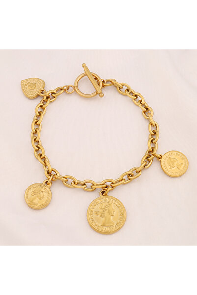 Choice B6578 سوار من الفولاذ المقاوم للصدأ 316L منحوت على شكل عملة ملكة للنسا...