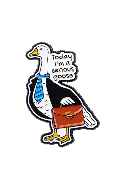 Choice 4 دبابيس مينا عليها اقتباسات مضحكة، حيوانات كرتونية: أوزة، قطة، دبوس ط...