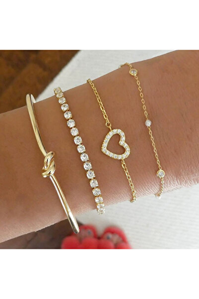 Choice AYA5806201 مجموعة أساور أنيقة على شكل قلب من الزركون للنساء، بتصميم عت...