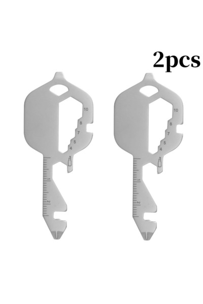 Choice سلسلة مفاتيح فضية صغيرة متعددة الوظائف من الفولاذ المقاوم للصدأ، قطعتا...