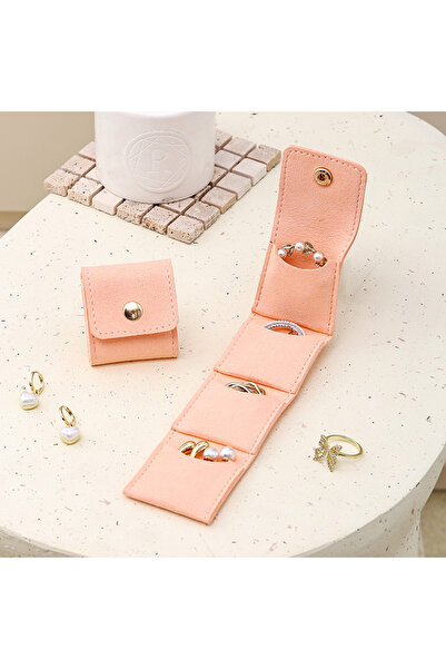 Choice حقيبة عرض مجوهرات مخملية وردية أنيقة قابلة للطي لتخزين القلائد والخوات...