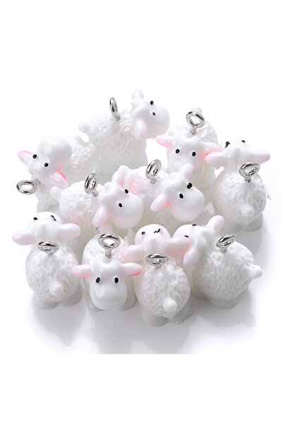 Choice iYOE 5pcs 17x12mm Sheep Resin Charms White Cute Animal Charms For DIY ...