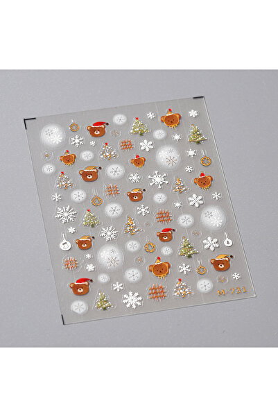 Choice 1 قطعة ملصقات أظافر عيد الميلاد الفاخرة كريستال الماس الكرتون الدب شجرة الظهر الغراء ملصق فن الأظافر...