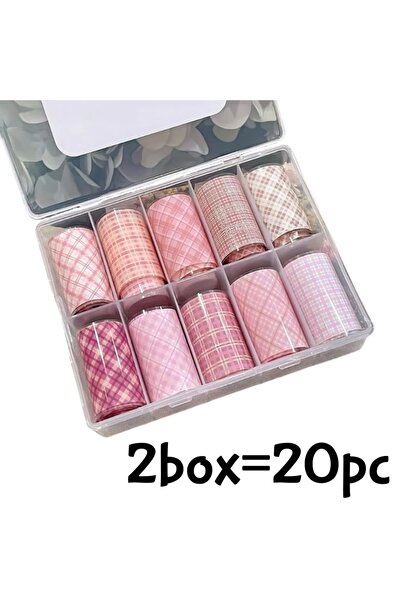 Choice ورق نقل رقائق فن الأظافر باللون الوردي، 20 قطعة، 10 قطع، ملصقات ختم ال...