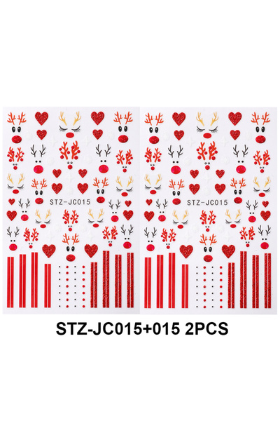 Choice قطعتان من ملصقات أظافر عيد الميلاد الكرتونية STZ-JC015، قرون الأيائل ا...