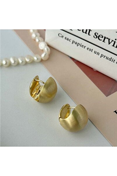 Choice Gold Fashion Gold Color Brushed Spherical Hoop Earrings for Women Vint...