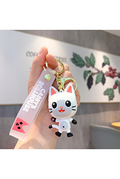 Choice 6 cm white Cat Gabby's Dollhouse 3d Figurines Keychains Cute Bags Pend...