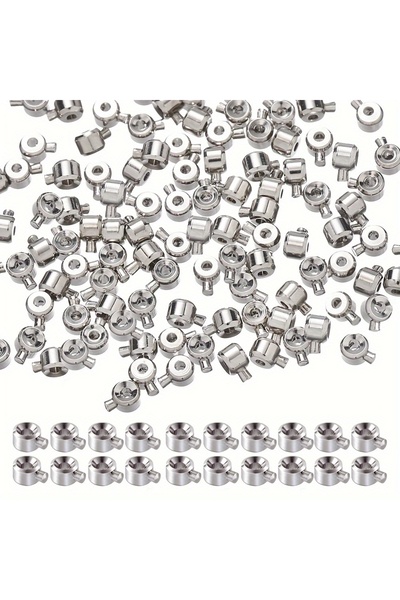 choice2 Steel color 20pcs 3x4mm pers Positioning Buckles Clasps w/Bead Caps -...