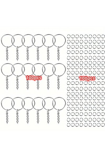 Choice 200 قطعة فضية 200 قطعة من سلاسل المفاتيح المعدنية DIY مع حلقة منفصلة و...