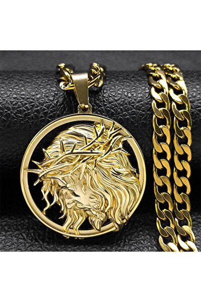 Choice قلادة رجالية من الفولاذ المقاوم للصدأ على شكل تاج الشوك من NK GD مقاس ...