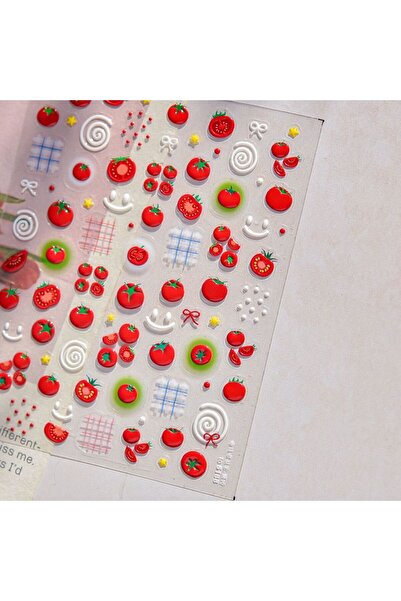 NAILFYOU ملصق أظافر TO5188 على شكل طماطم جيلي حمراء وعصيرة مع فيونكة لطيفة ون...