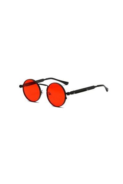 UnderShop Round Steampunk Vintage Metal Party Club Sunglasses Unisex Red-Black UV400