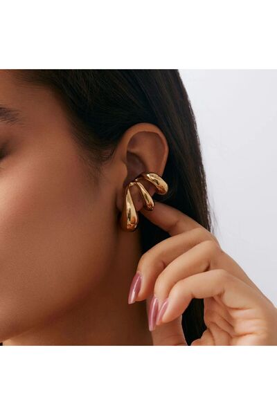 Choice أقراط ساليركون ذهبية اللون واحدة من المعدن العتيق بثلاث طبقات للنساء، ...