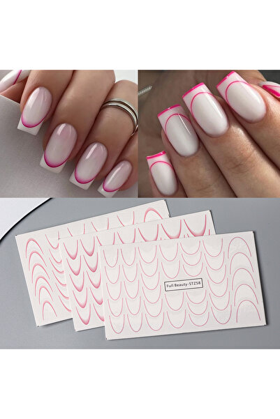 Choice 3 قطع من ملصقات الأظافر الفرنسية المتدرجة باللون الوردي الفاتح، ملصقات...