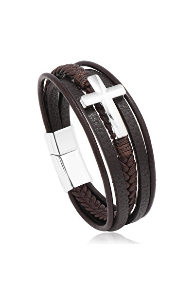 Choice أساور جلدية عصرية للرجال بطول 21 سم و2 كيلو بايت، مصنوعة من الفولاذ مت...