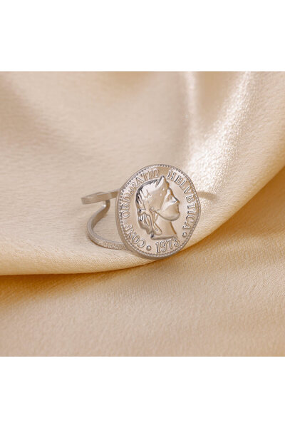 Choice resizable JZ6512P Stainless Steel Round Portrait Open Rings For Women ...