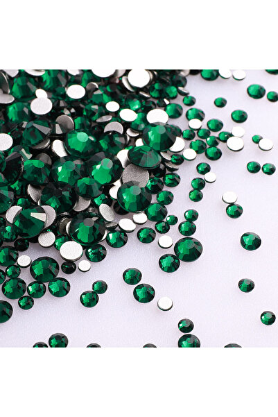 Choice Dark Green 1440Pcs Mix Size Round Glass Flatback Rhinestone Glitter Ye...