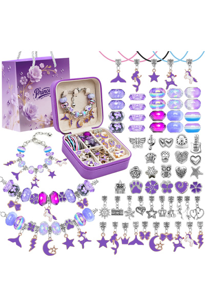 Choice مجموعة أخرى جديدة من 68 قطعة من أساور السحر الأرجوانية، زينة يدوية الص...