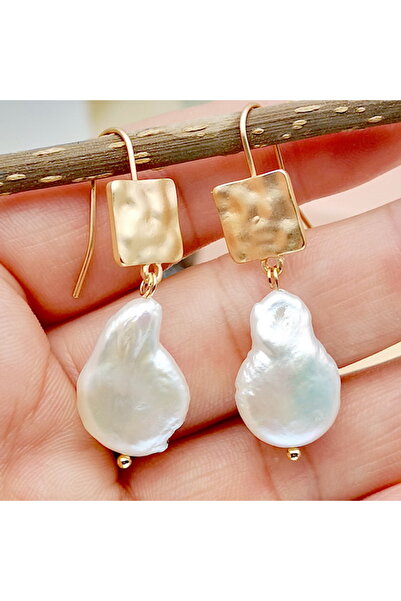 Choice أقراط لؤلؤية من لؤلؤ المياه العذبة الطبيعي، أقراط متدلية للنساء، أقراط زفاف باروكية غير منتظمة