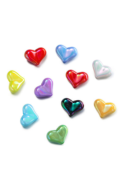 Choice5 Random 20Pcs Acrylic AB Color Heart Spacer Loose Beads for DIY Neckla...