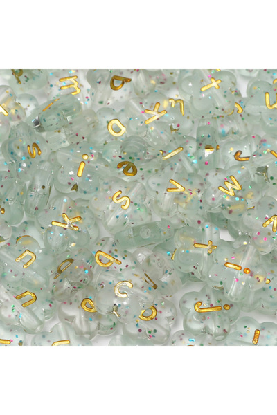 Choice1 C02551 50pcs Glitter Gold Color Letter Beads Flower Shape Alphabet Ac...