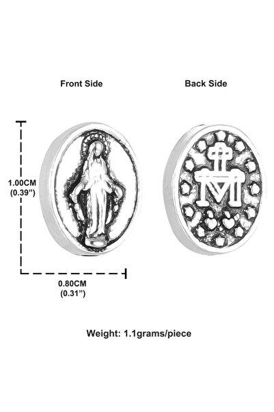 Choice 50 قطعة من خرز ميداليا ميلاجروسا الفضي اللون، خرز فاصل صغير بيضاوي الش...