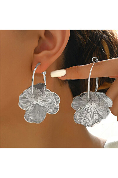 Choice Steel color Exaggerate Gold Color Big Flower Hoop Earrings for Women P...