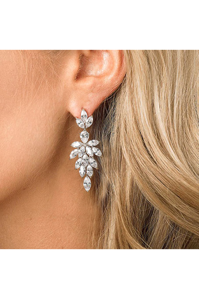 Choice أقراط متدلية فاخرة من الزركونيا المكعبة على شكل ماركيز من هويتان، لون ...