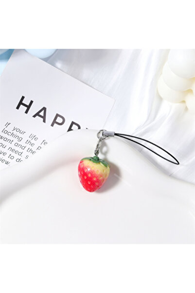 Choice Strawberry 1/2pcs Red Strawberry Tomato Keychain Resin Fruit Charm Key...