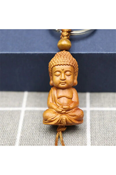 Choice 1 سلسلة مفاتيح خشبية أنيقة لطيفة على شكل راهب بوذا منحوت على شكل حلقة ...