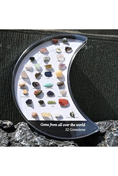 Choice مجموعة مون 32 قطعة من الأحجار الكريمة الطبيعية المتنوعة من مجموعة أحجا...