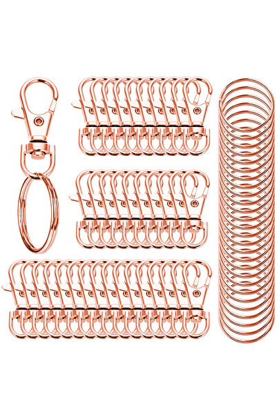 Choice Rose Gold 20 PCS Keychain Hook with Key Ring Keychain Clip Hook with F...