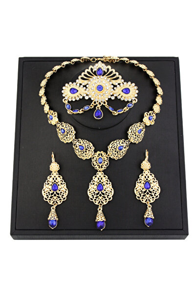 Choice طقم مجوهرات للعروس المغربية الأنيقة من Sunspicems LL9104U201blue، أقرا...