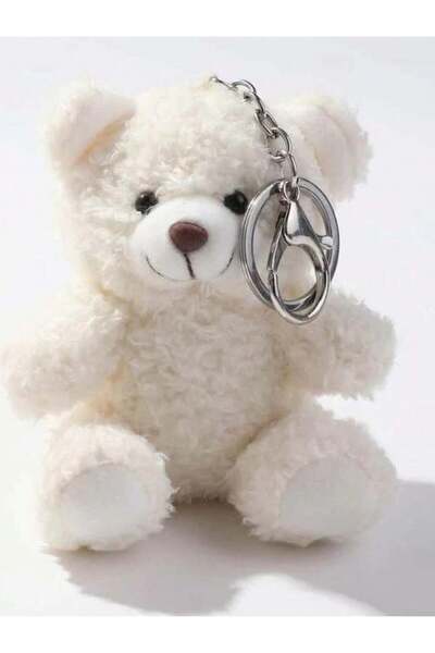 Choice سلسلة مفاتيح على شكل دب كرتوني أبيض من القطيفة، حيوان محشو رقيق لطيف، ...
