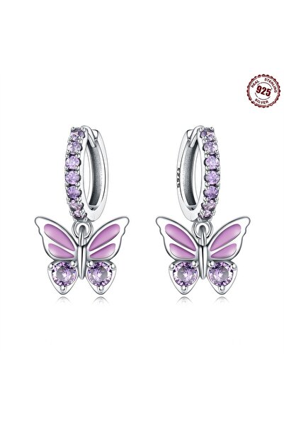 Choice أقراط OTE4012 للنساء من الفضة 925 على شكل فراشة ندفة الثلج أقراط أذن مكعبة من الزركون Si