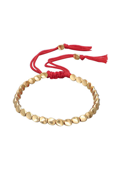 Choice سوار من الخرز النحاسي التبتي مصنوع يدويًا من 14 إلى 28 سم أحمر 1 للنسا...