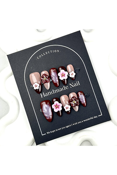 Choice 10 قطع أظافر صناعية مصنوعة يدويًا بتصميم عقدة باروكية قابلة للارتداء م...