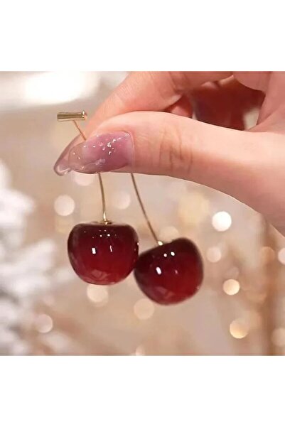 Choice AEH60141 أقراط نسائية رائعة على شكل كرز، لون أحمر لامع ذهبي، قرط متدلي...