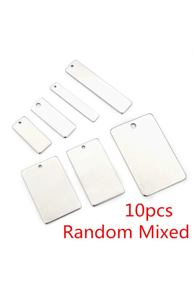 Choice مجموعة عشوائية مختلطة من 10 قطع من دلايات مستطيلة من الفولاذ المقاوم ل...